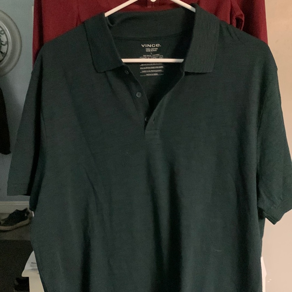 Vince casual dress shirt navy blue shirt sleeve all cotton